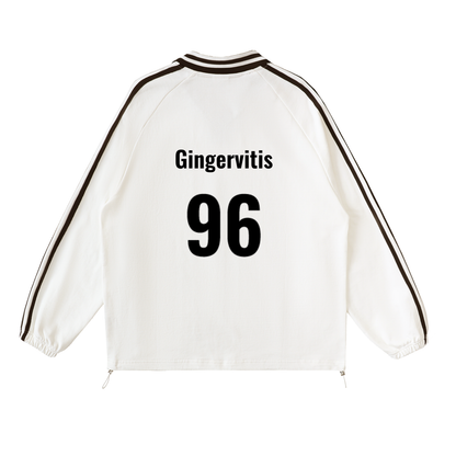 Contrast Striped Lapel Collar Sweatshirt