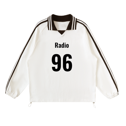 Contrast Striped Lapel Collar Sweatshirt